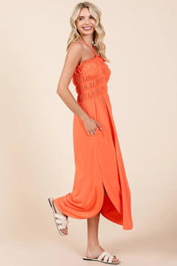 Culture Code Tie Back Shirring Dress with Pockets - Brittney MADE