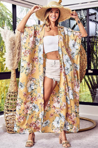 BiBi Floral Side Slit Longline Cardigan - Brittney MADE