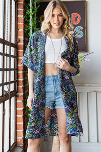 Heimish Full Size Half Sleeve Floral Open Cardigan Plus Size - Brittney MADE