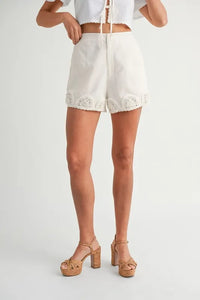 MABLE Crochet Lace Detail Crop Top and Shorts Set - Brittney MADE