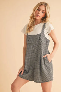 Aemi+Co Plaid Square Neck Romper - Brittney MADE