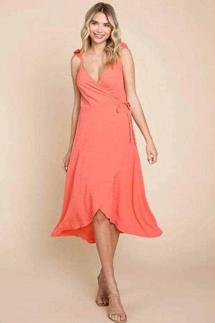 Culture Code Ruffle Detail Surplice Wrap Slip Dress - Brittney MADE