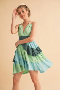 Aemi+Co Ruffled Color Block Sleeveless Mini Dress - Brittney MADE