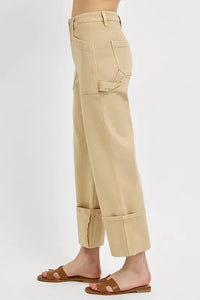 RISEN Full Size High Rise Wide Straight Cuffed Patch Jeans Plus Size - Brittney MADE