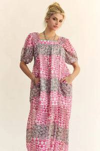 Davi & Dani Multi Floral Square Neck Puff Sleeve Maxi Dress - Brittney MADE