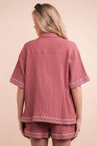 VERY J Crinkled Woven Shirt Top & Shorts Set - Brittney MADE