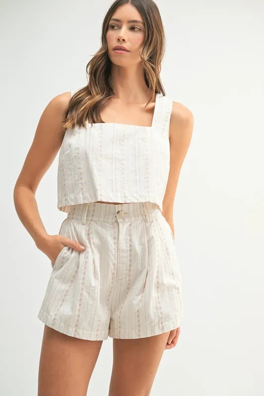 MABLE Square Neck Crop Top and Shorts Set - Brittney MADE