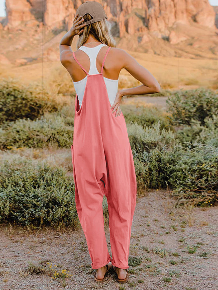 Double Take Full Size Sleeveless V-Neck Pocketed Jumpsuit - Brittney MADE