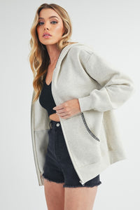 Aemi + Co Contrast Trim Zip Up Hoodie Jacket - Brittney MADE
