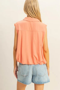 HYFVE Buttoned Front Sleeveless Collar Shirt - Brittney MADE