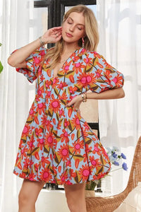 ADORA Puff Sleeve Floral Dress - Brittney MADE
