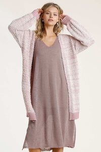 Umgee Full Size Ribbed Hem Open Front Longline Cardigan Plus Size - Brittney MADE