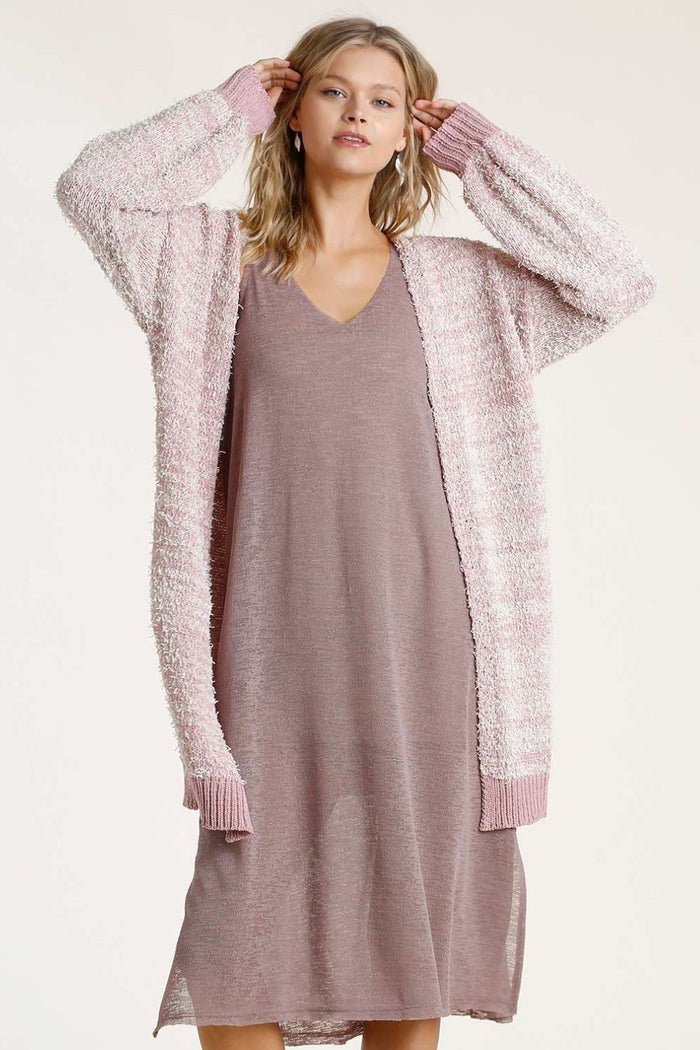 Umgee Full Size Ribbed Hem Open Front Longline Cardigan Plus Size - Brittney MADE