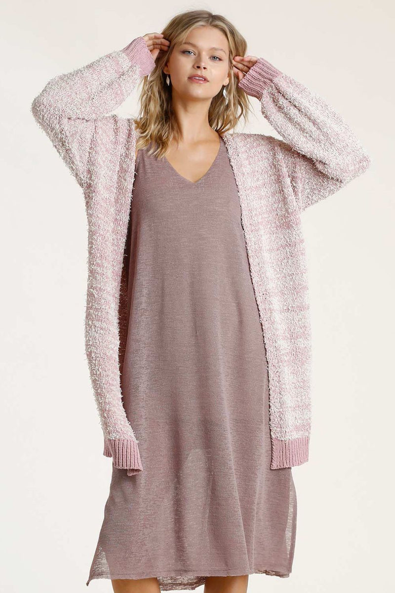 Umgee Full Size Ribbed Hem Open Front Longline Cardigan Plus Size - Brittney MADE