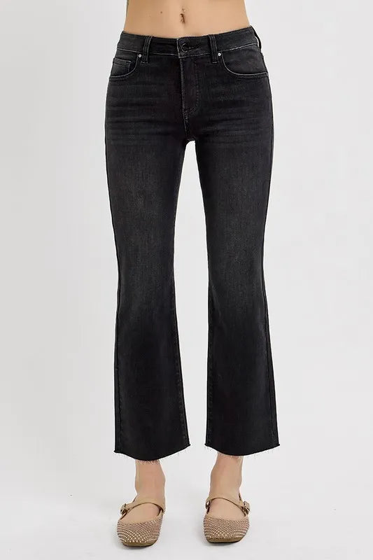 RISEN Tummy Control Mid Rise Crop Straight Jeans - Brittney MADE
