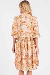 Mittoshop Flower Print Linen Blend Babydoll Mini Dress - Brittney MADE