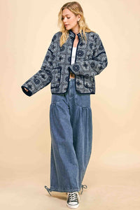 Davi & Dani Vintage Print Open Front Jacket with Pockets - Brittney MADE