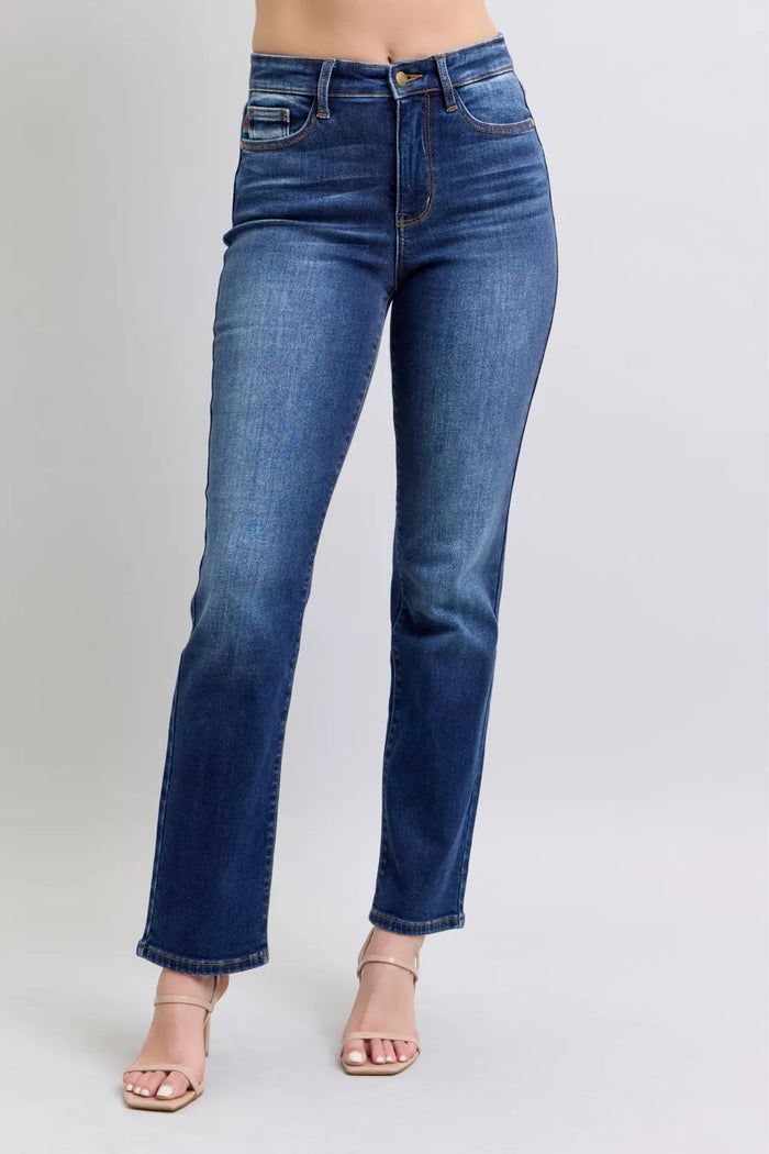 Judy Blue Full Size Washed Straight Leg Jeans with Pockets - Brittney MADE