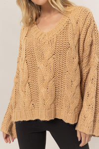 HYFVE Cable Knit V-Neck Sweater - Brittney MADE