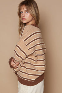 POL Star Patch Stripe Round Neck Sweater - Brittney MADE