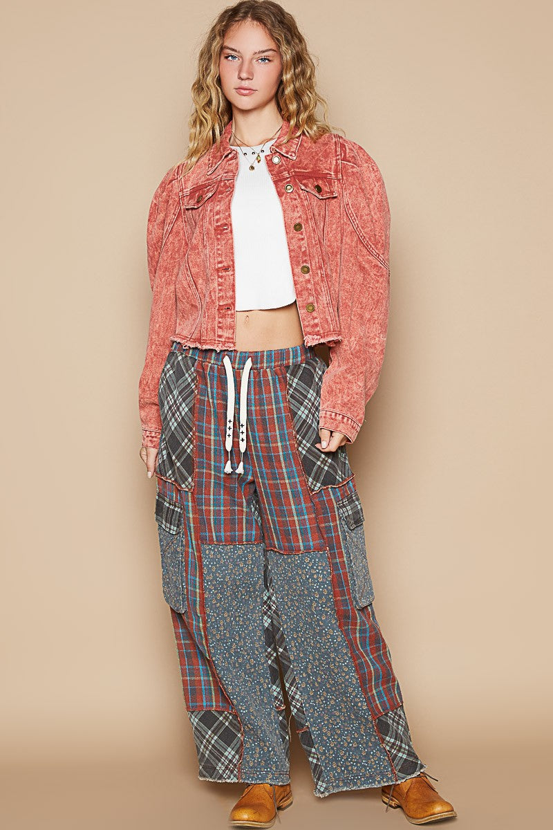 POL Raw Hem Button Up Cropped Denim Jacket - Brittney MADE