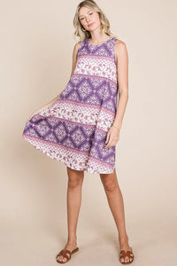 BOMBOM Bohemian Print Sleeveless Dress - Brittney MADE