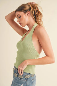 Aemi + Co Ribbed Halter Neck Cami - Brittney MADE