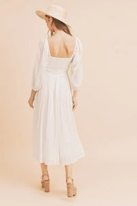 Aemi + Co Ruffled Smocked Square Neck Balloon Sleeve Dress - Brittney MADE
