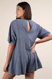 VERY J Mineral Washed Oversized Knit Comfy Romper - Brittney MADE