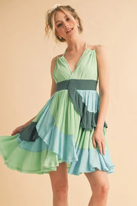 Aemi+Co Ruffled Color Block Sleeveless Mini Dress - Brittney MADE