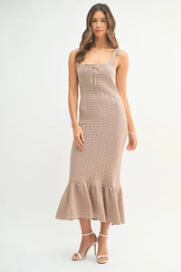 MABLE Ruffled Hem Sleeveless Crochet Knit Midi Dress - Brittney MADE