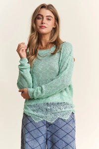 J.NNA Lace Detail Long Sleeve Knit Top - Brittney MADE