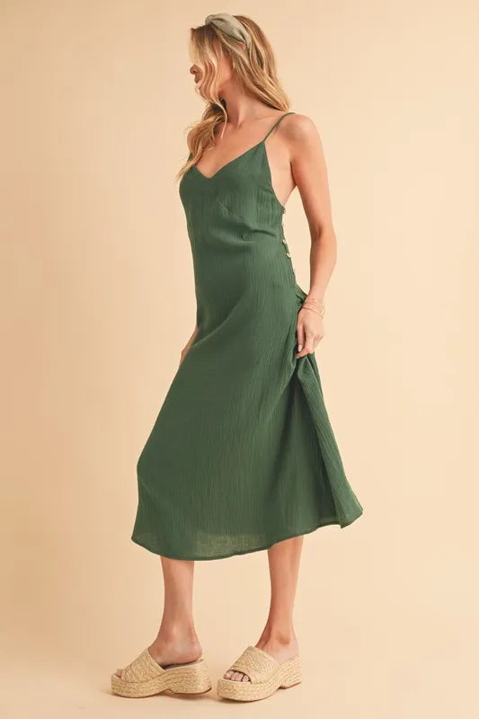 Aemi+Co Side Button Midi Cami Dress - Brittney MADE