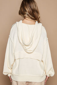 POL Half Zip Drop Shoulder Hooded Sweater - Brittney MADE