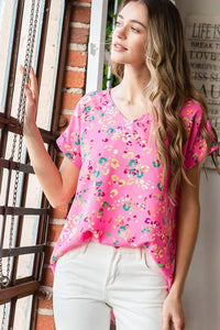 Heimish Full Size Animal print V-Neck Short Sleeve T-Shirt Plus Size - Brittney MADE