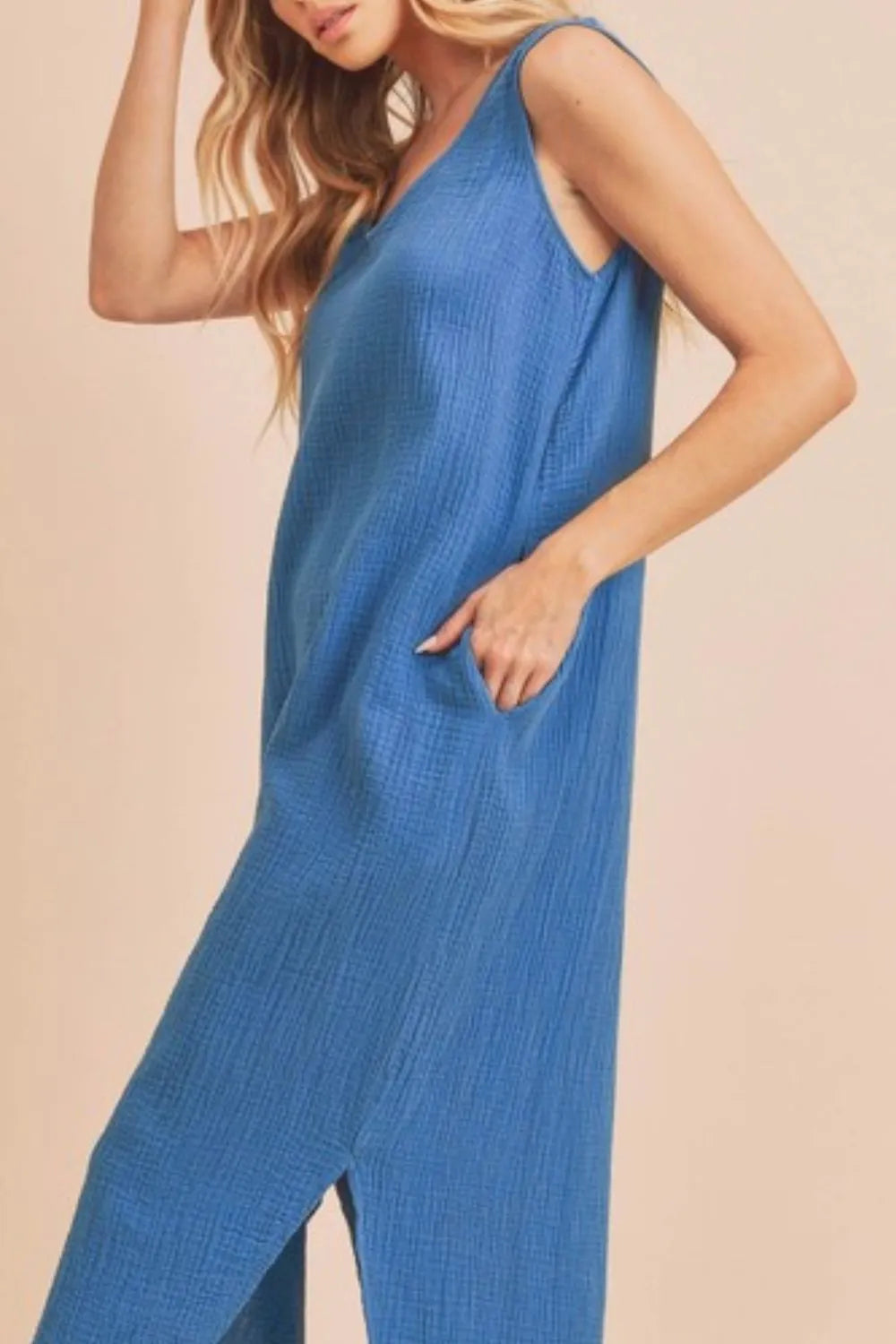 Aemi + Co Round Neck Midi Tank Dress with Pockets - Brittney MADE