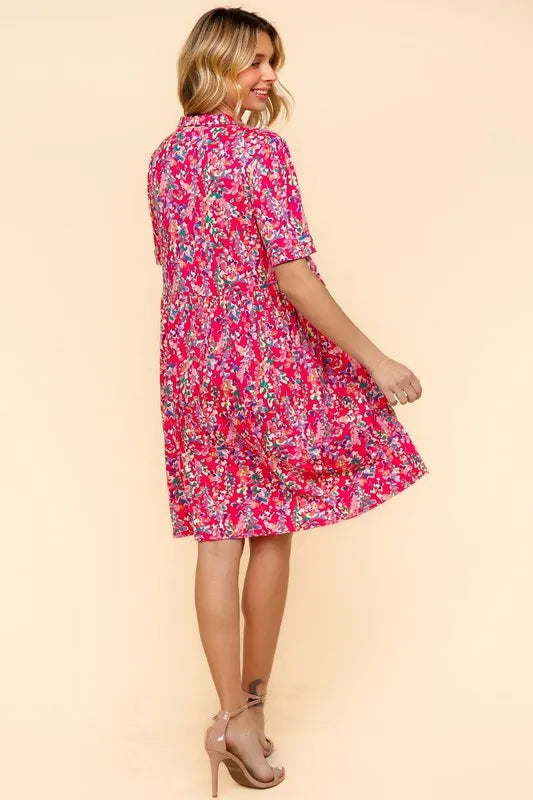 Haptics Johnny Collar Babydoll Dress with Side Pockets - Brittney MADE