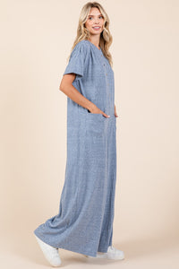 Mittoshop Button Detail Short Sleeve Wide Leg Jumpsuit - Brittney MADE