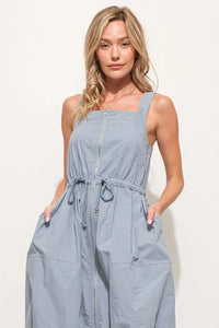 And The Why Front Zipper Overall Dress with String Details - Brittney MADE