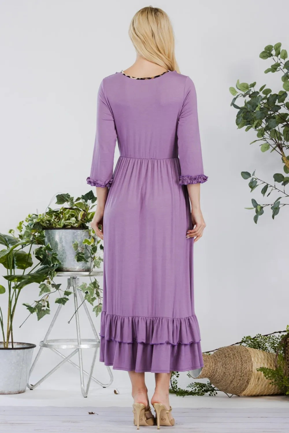 Celeste Full Size Layered Ruffle Hem Dress with Pockets - Brittney MADE