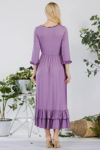 Celeste Full Size Layered Ruffle Hem Dress with Pockets - Brittney MADE