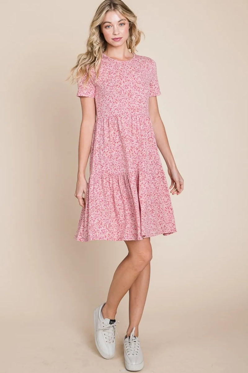 BOMBOM Printed Short Sleeve Mini Dress - Brittney MADE