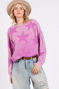 SAGE + FIG Mineral Wash Star Pattern T-Shirt - Brittney MADE