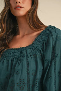 MABLE Embroidered Scalloped Lace Top and Short Set - Brittney MADE