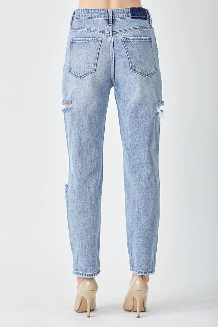 RISEN Distressed Slim Cropped Jeans - Brittney MADE