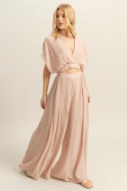 HYFVE Kimono Sleeve Crop Top and Wide Leg Pants Set - Brittney MADE