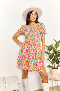Devine Smocked Sweetheart Neck Flounce Sleeve Mini Dress - Brittney MADE