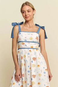 Davi & Dani Denim Binding Detail Smocking Summer Maxi Dress - Brittney MADE