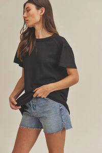 Aemi + Co Exposed Seam Round Neck Short Sleeve T-Shirt - Brittney MADE