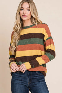 BOMBOM Multi-Color Striped Knit Top - Brittney MADE